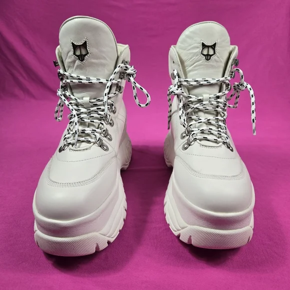 Naked Wolfe Art Wicked Leather Platform Boots Retro Chunky Heel Women's Sz 10 - Picture 4 of 16